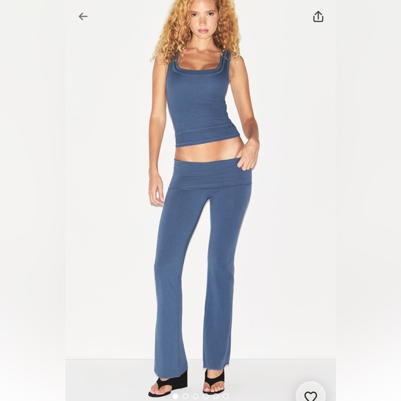 SKIMS NWT Cotton Jersey Foldover Pants - Harbor